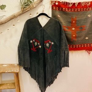 RARE 70s Vintage suede poncho